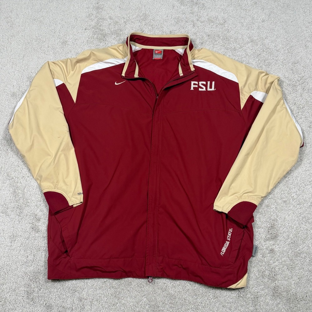 Y2K Nike Team FSU Florida State Seminoles Storm Fit Jacket Mens XL Garnet‎ Gold